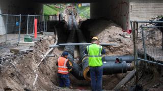 Putkitöitä Vaskivuorentien alla.